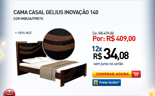 CAMA CASAL GELIUS INOVAO 140 COR IMBUIA/PRETO