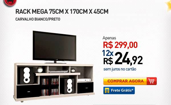 RACK MEGA 75X170X45 CARVALHO BIANCO/PRETO 