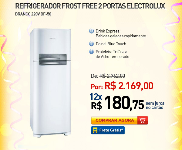 REFRIGERADOR FROST FREE 2PORTAS ELECTROLUX DF-50 430LITROS BRANCO 220V