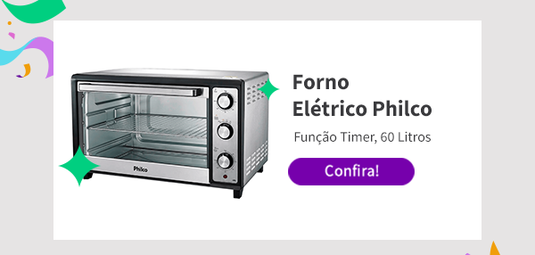 Forno Elétrico Philco, Função Timer, 60 Litros, Inox