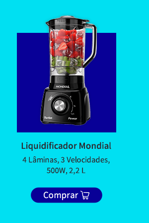 Liquidificador Mondial, 500W, 4 Lâminas, 3 Velocidades, 2,2 L