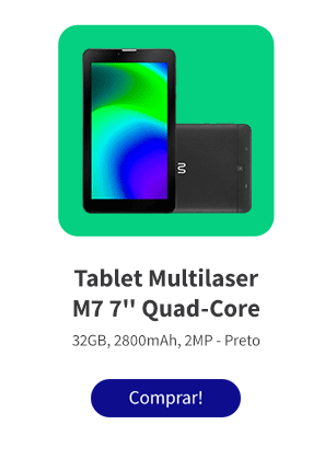 Tablet Multilaser M7 7'' Quad-Core 32GB 2800mAh 2MP Preto NB360
